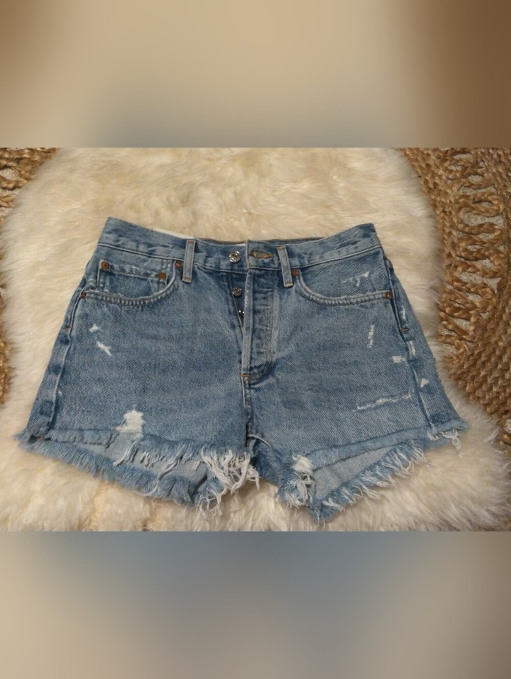 AGOLDE Parker Vintage Denim Cut Off Shorts  high rise Size 25 NWT